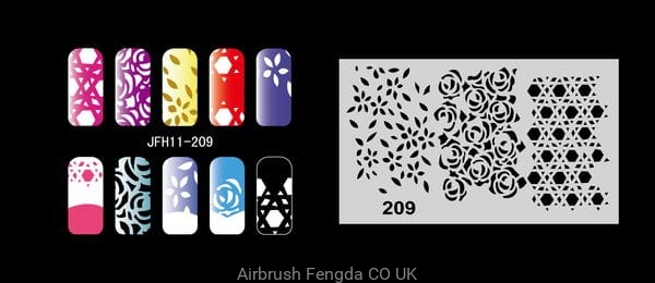 Fengda JFH11-205 Fingernagel-Schablone Für Airbrush Nail Art – Set Für Nageldesign