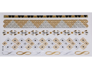 Gold Silver Black | Jewelry Flash Tattoo stickers W-132, 21x11cm