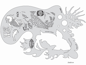 ARTOOL FH KM 2 Kanji Master Koi Freehand Airbrush Template by Dennis Mathewson