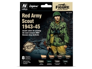 Vallejo Model Color set 70248 Alpine Red Army Scout 1943-45 by Jaume Ortiz (8x17ml) + FIGURE