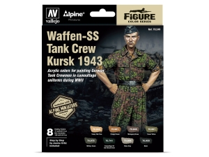Vallejo Model Color set 70249 Alpine Waffen-SS Tank Crew, Kursk 1943 by J.Ortiz (8x17ml) + FIGURE