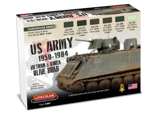 LifeColor Set CS60 US ARMY 1950-1984 Vietnam & Korea OLIVE DRAB (6x22ml)