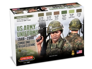LifeColor Set CS61 US ARMY UNIFORMS 1948-1980 Combat and Fatigue Clothing (6x22ml)