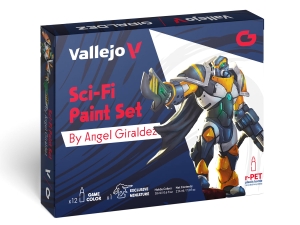 Vallejo Game Color Set 72313 Sci-Fi Paint Set by Angel Giraldez (12x18ml) + Figure