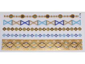 Gold Silver Blue | Jewelry Flash Tattoo stickers W-129C, 21x11cm