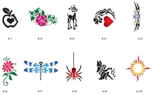 Glitter tattoo stencils SET Fengda S04