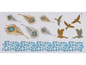 Gold Silver Blue | Jewelry Flash Tattoo stickers W-107C, 21x11cm