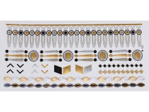 Gold Silver Black | Jewelry Flash Tattoo stickers W-127, 21x11cm