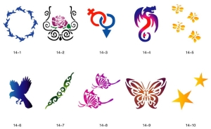 Glitter tattoo stencils SET Fengda S14