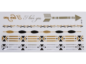 Gold Silver Black | Jewelry Flash Tattoo stickers W-131, 21x11cm