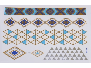 Gold Silver Blue | Jewelry Flash Tattoo stickers W-123C, 21x15cm