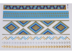 Gold Silver Blue | Jewelry Flash Tattoo stickers W-118C, 21x15cm