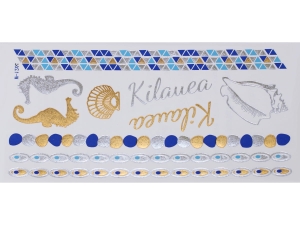 Gold Silver Blue | Jewelry Flash Tattoo stickers W-126C, 21x11cm