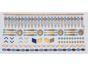 Gold Silver Blue | Jewelry Flash Tattoo stickers W-127C, 21x11cm