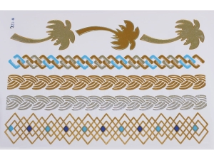 Gold Silver Blue | Jewelry Flash Tattoo stickers W-122C, 21x15cm