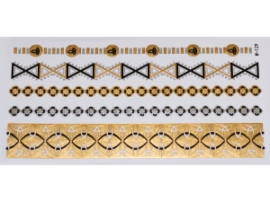 Gold Silver Black | Jewelry Flash Tattoo stickers W-129, 21x11cm